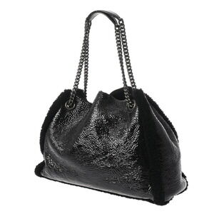 Gucci Chain Bag Tote Interlocking Black Vernis Leather Soho Patent GG
